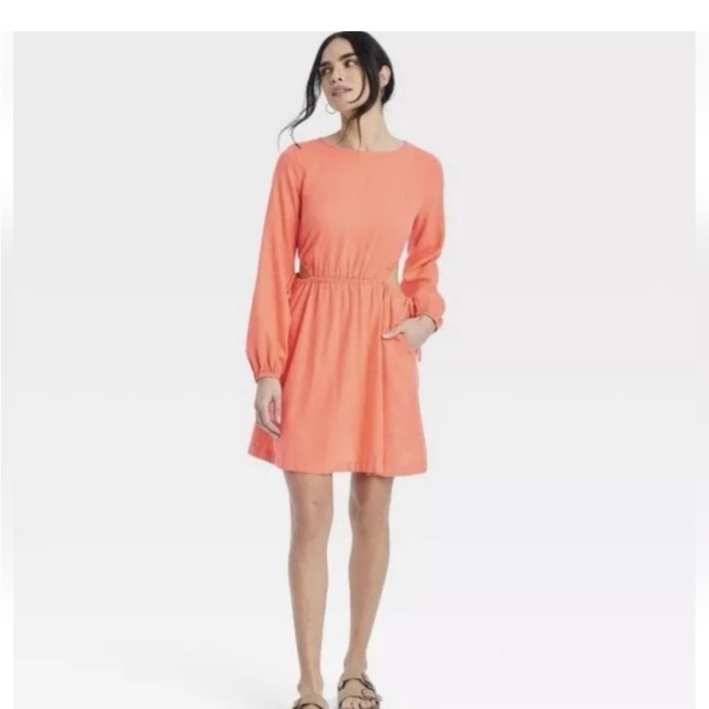 Women’s Balloon Long Sleeve Mini A-Line Dress – Universal Thread Medium coral